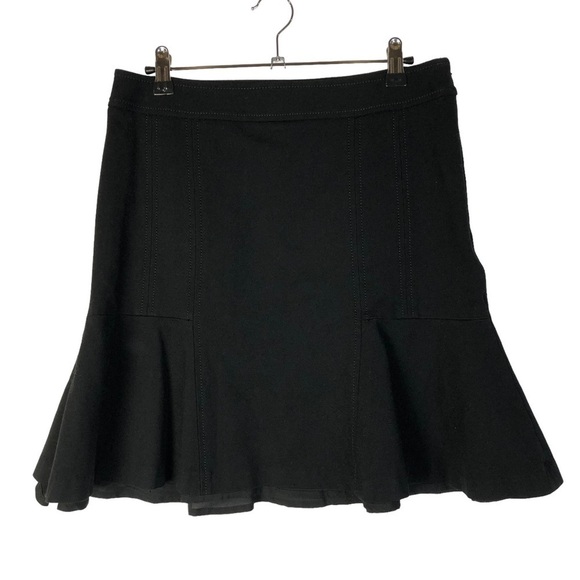 White House Black Market WHBM Black Exposed Stitch Flared Trumpet Skirt 6 - Picture 1 of 3